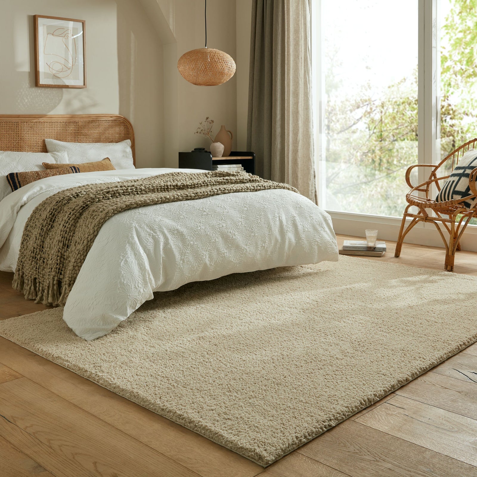 tapis de salon lavable beige