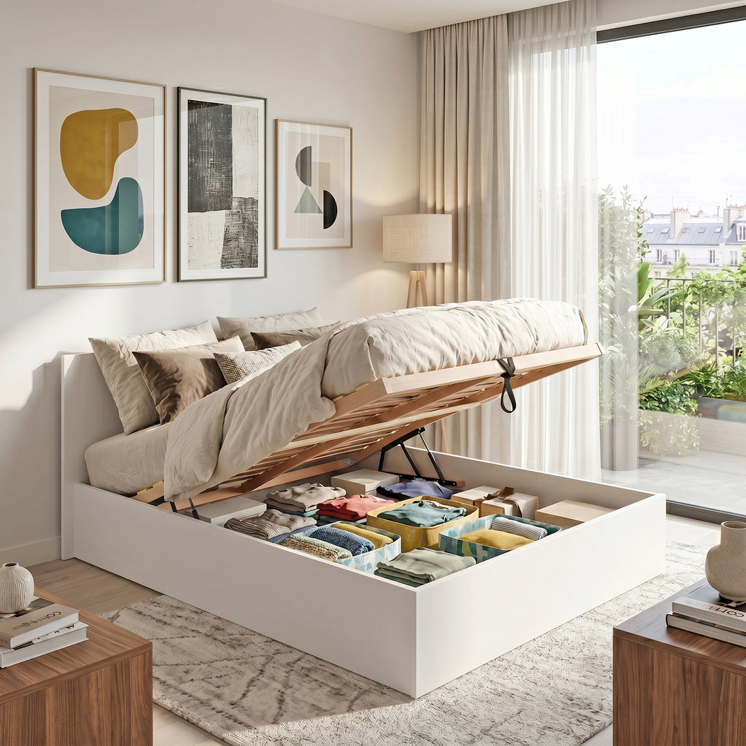 Lit coffre MADRID 140x190 blanc