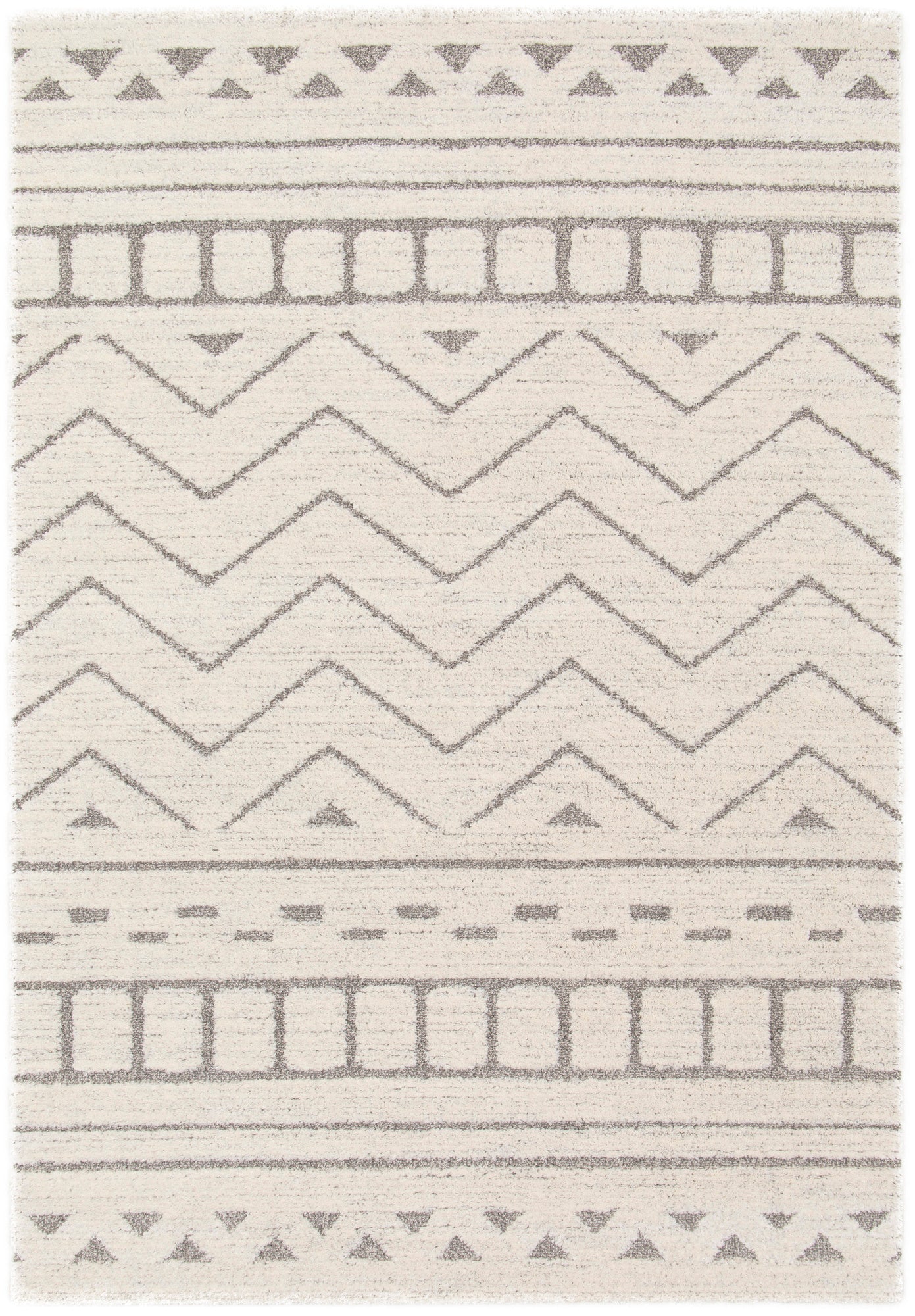 tapis berbère crème et taupe - hera. Vue 2 du tapis montrant des détails angle.