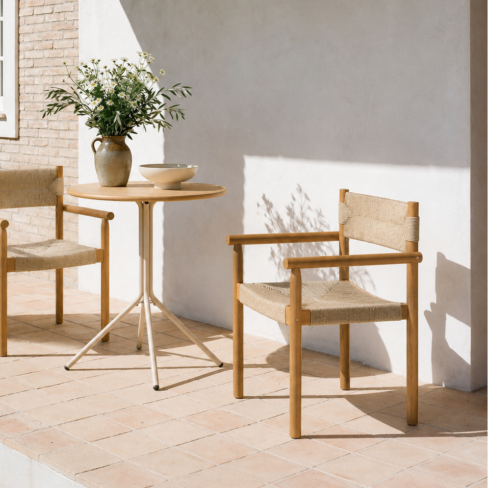 Lot de 2 chaises de jardin Nordlys en acacia massif et corde OVALLE