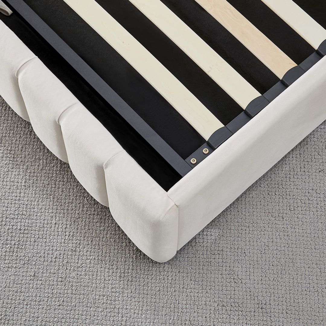 Lit coffre BELLECOUR Trocadéro en velours beige