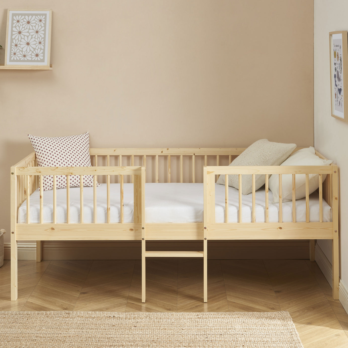 Drawer-Lit pour enfant avec échelle en bois 90x190cm : Couleur - Naturel
