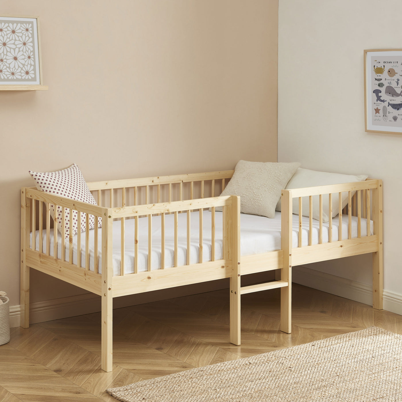 Drawer-Lit pour enfant avec échelle en bois 90x190cm : Couleur - Naturel