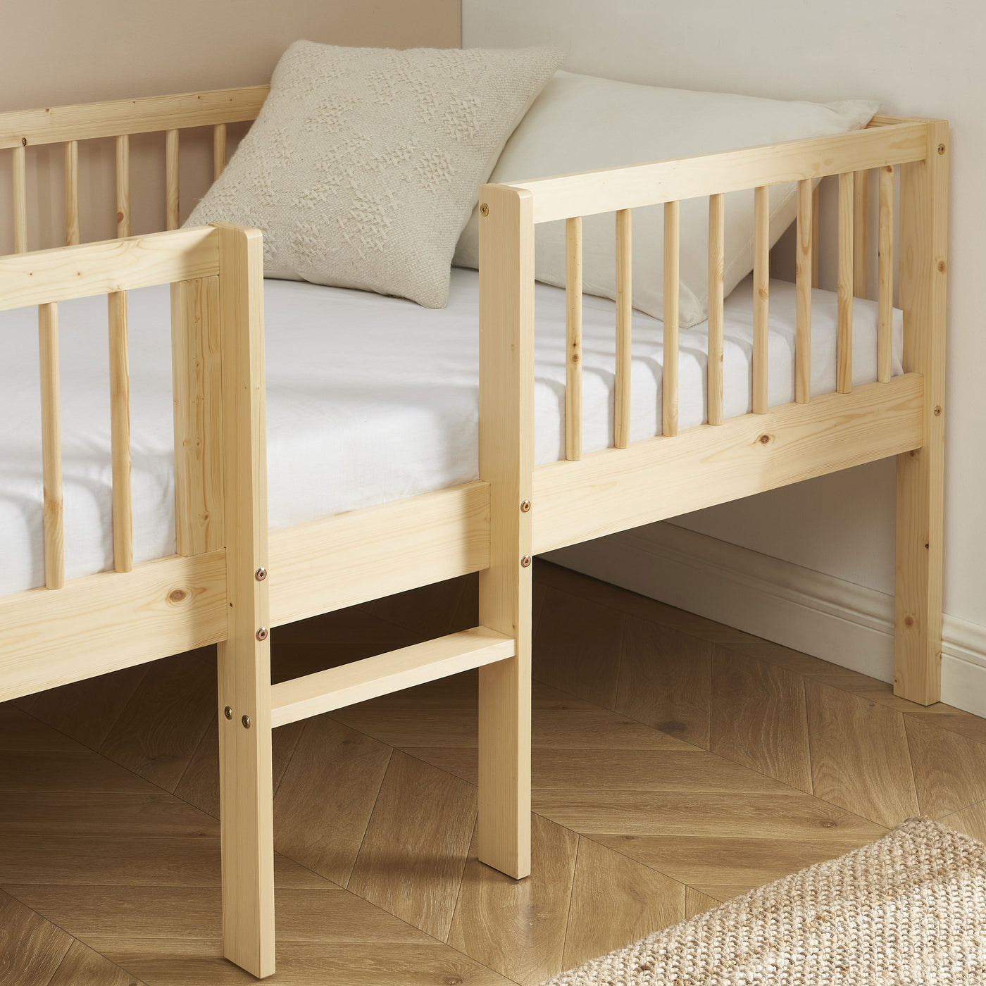 Drawer-Lit pour enfant avec échelle en bois 90x190cm : Couleur - Naturel
