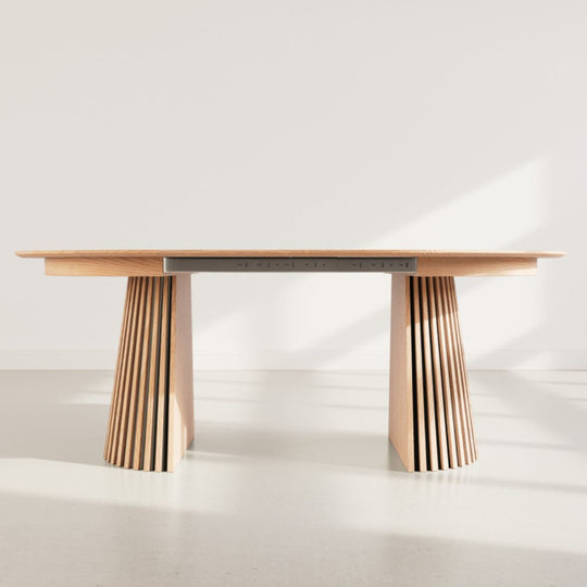 Table à manger extensible BESTMOBILIER Freya ronde en bois effet chêne