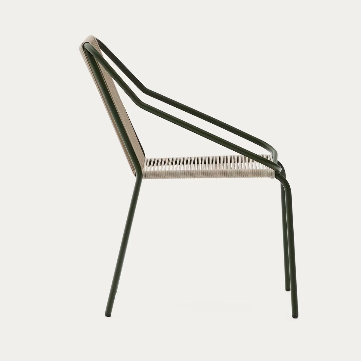 Lot de 4 chaises d’extérieur Zivia en corde écrue et acier galvanisé vert Kave Home