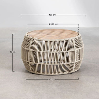 Table basse de jardin SKLUM ronde Ø80 cm en aluminium et bois d'acacia Krot