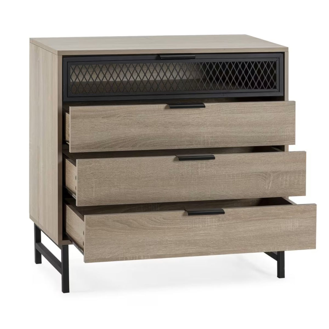 Commode Hera 3 tiroirs et 1 porte coloris bois