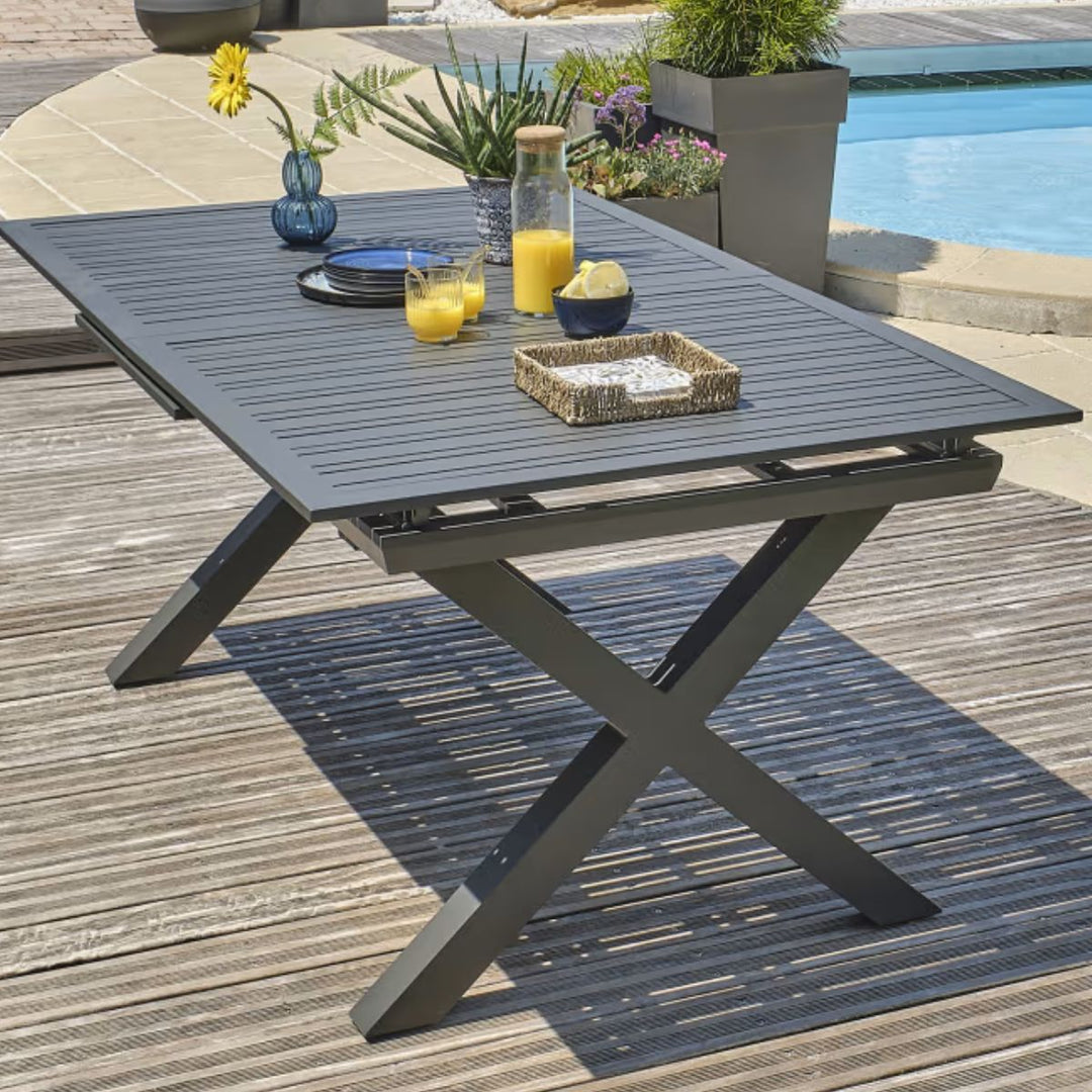 Table de jardin extensible DCB GARDEN 180/240 x 100 cm en aluminium FLORIDE