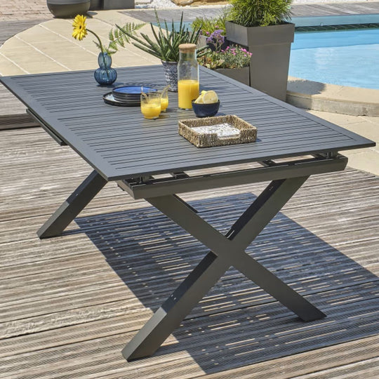 Table de jardin extensible DCB GARDEN 180/240 x 100 cm en aluminium FLORIDE