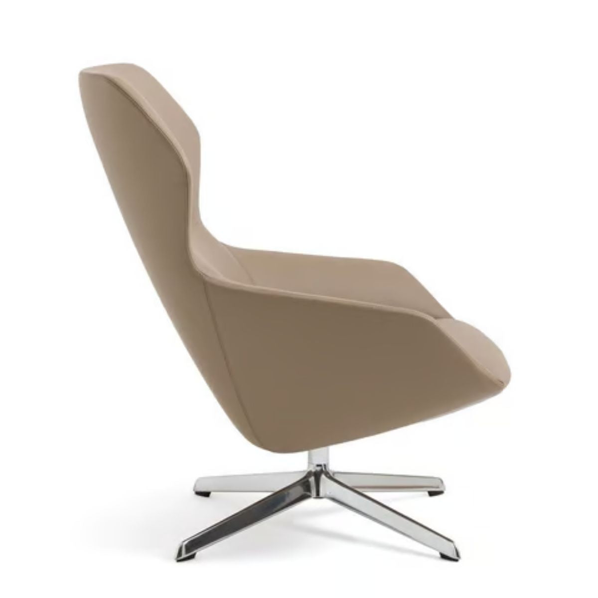 Fauteuil Archie cuir pleine fleur taupe AMPM