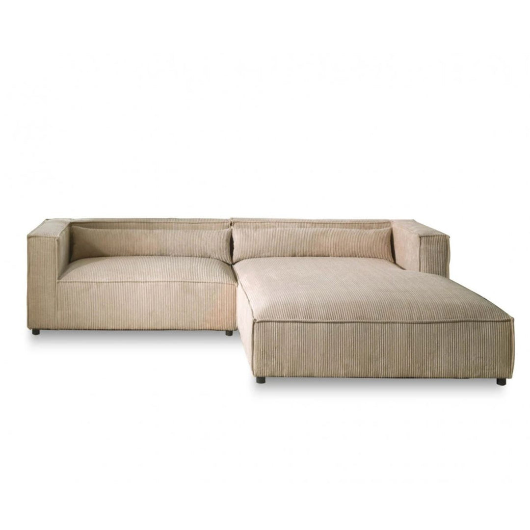 Canapé d'angle BEST IMMOBILIER Ela velours côtelé beige