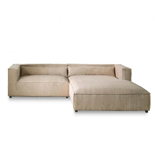 Canapé d'angle BEST IMMOBILIER Ela velours côtelé beige