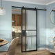 Ensemble porte coulissante vitrée Tamara 204 x 73 cm + rail Loft noir 186 cm ARTENS