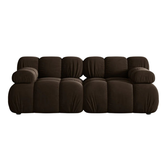 Canapé modulaire MICADONI Bellis 2 places en velours marron foncé