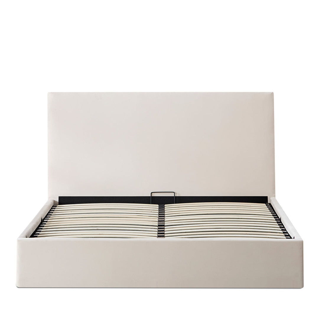 Lit coffre Némésis en velours beige