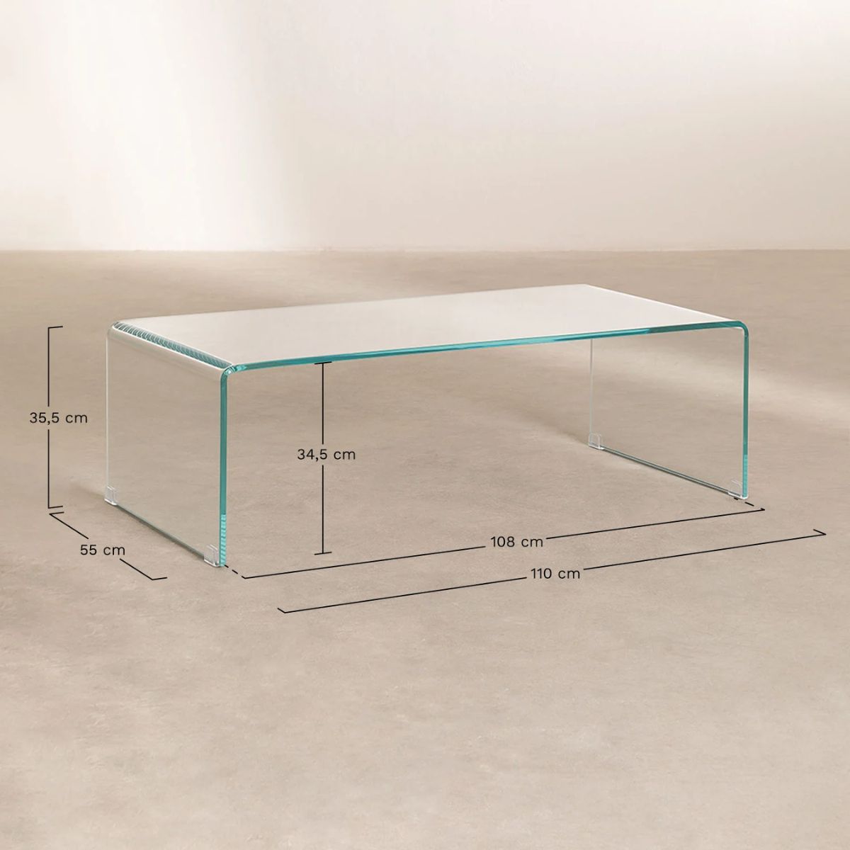 Table basse SKLUM en verre transparent (110x55 cm) Crisis