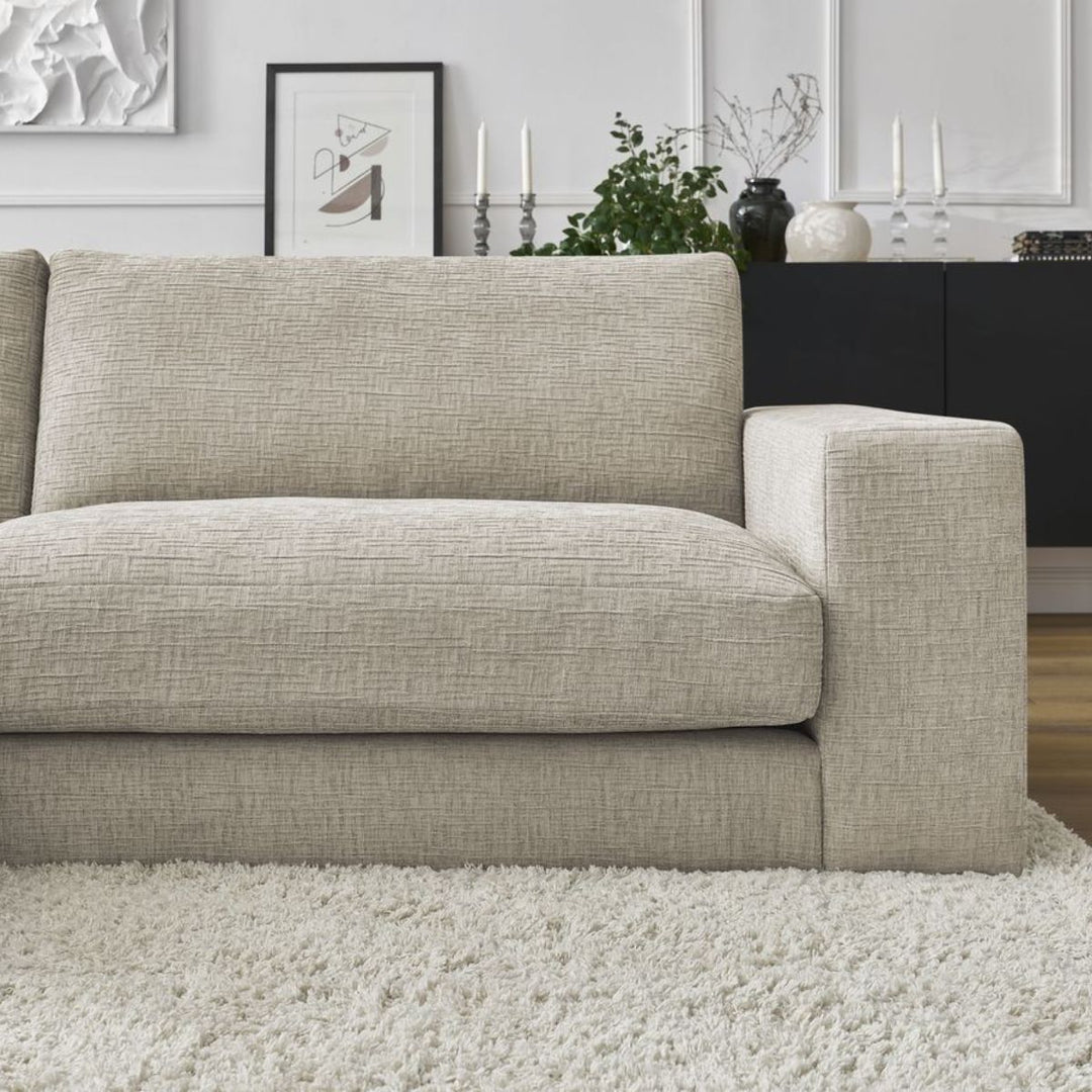 Canapé BOBOCHIC d'angle gauche 4 places LEONARD en tissu texturé Beige