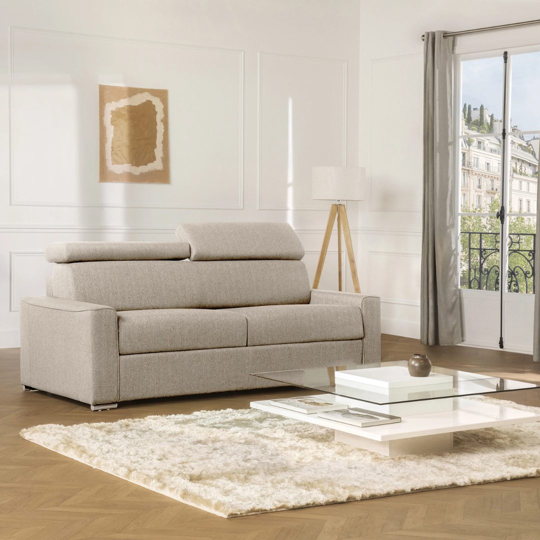 Canapé convertible VIZIR tissu beige