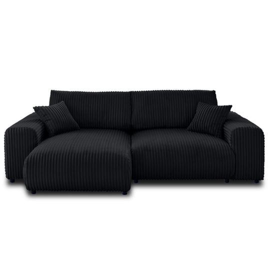 Canapé d'angle reversible 4 places GARANCE en velours côtelé BESTMOBILIER noir