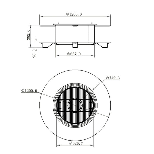 Brasero plancha grill avec range-bûches BARCENA - 120 x 120 cm