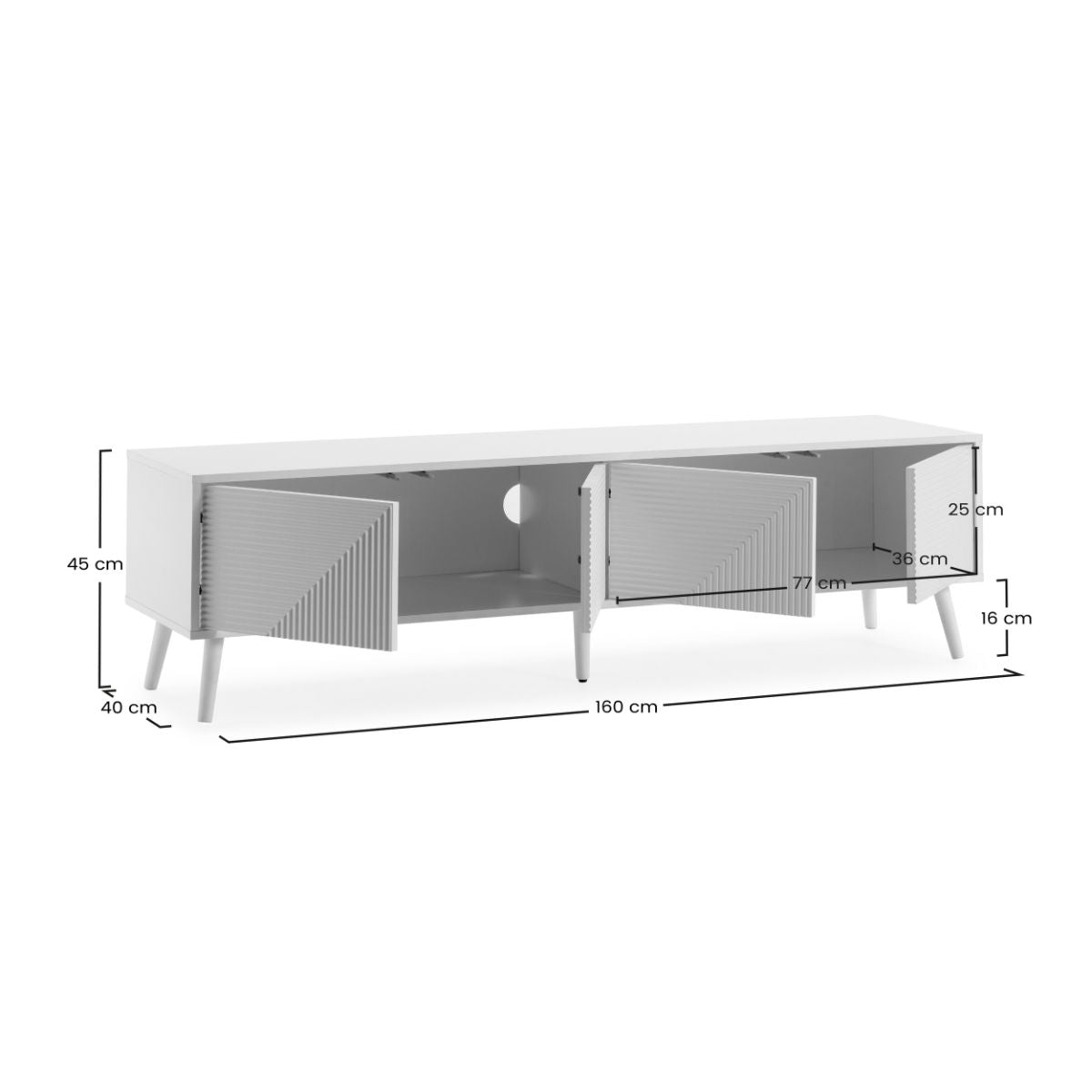 Meuble TV Telmo 4 portes couleur Blanc largeur 160 cm