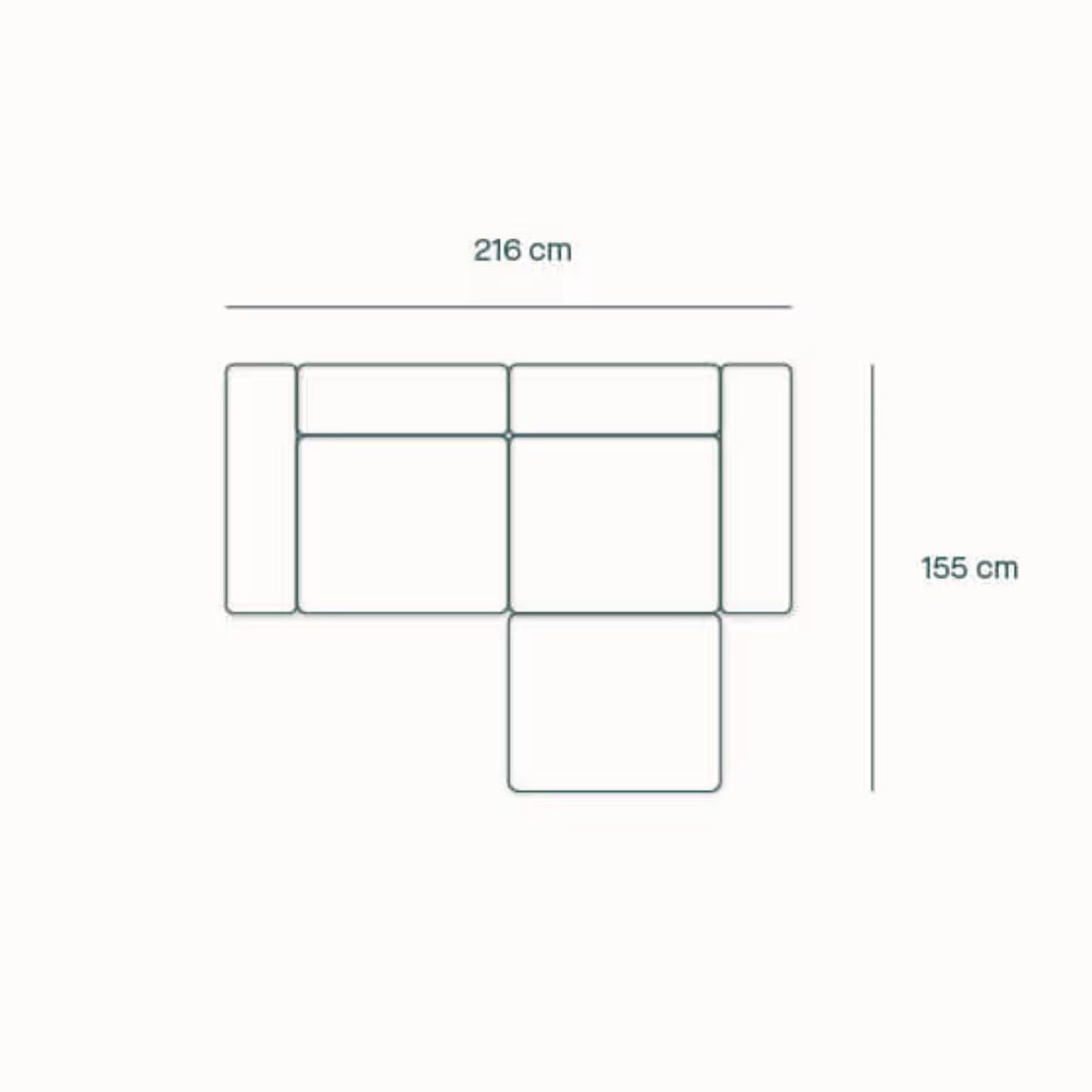 Canapé modulable KIPLI Aria 3 places avec pouf en tisssu caramel