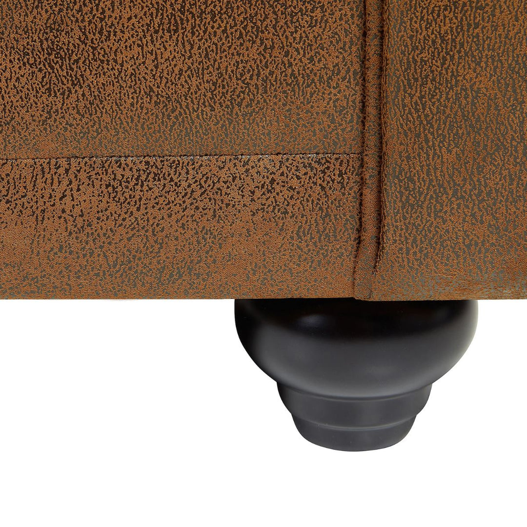 Canapé 2 places CHESTERFIELD en microfibre aspect cuir vieilli VENTE UNIQUE