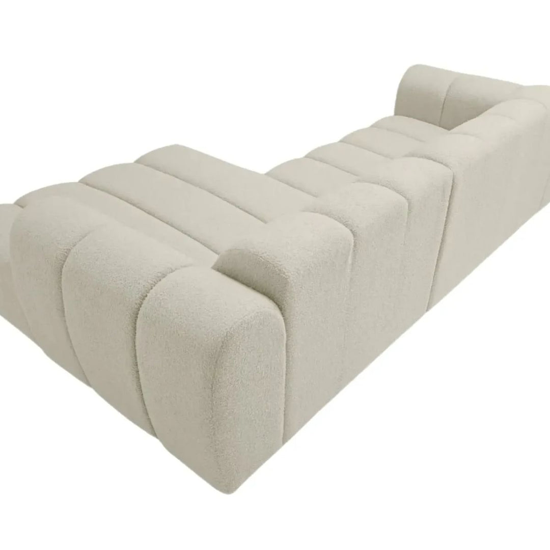 Canapé d'angle droit tissu bouclette beige LAURA-Casanova Paris