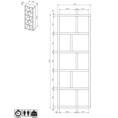 CAMIF- Bibliothèque 5 niveaux L70 cm Texas
