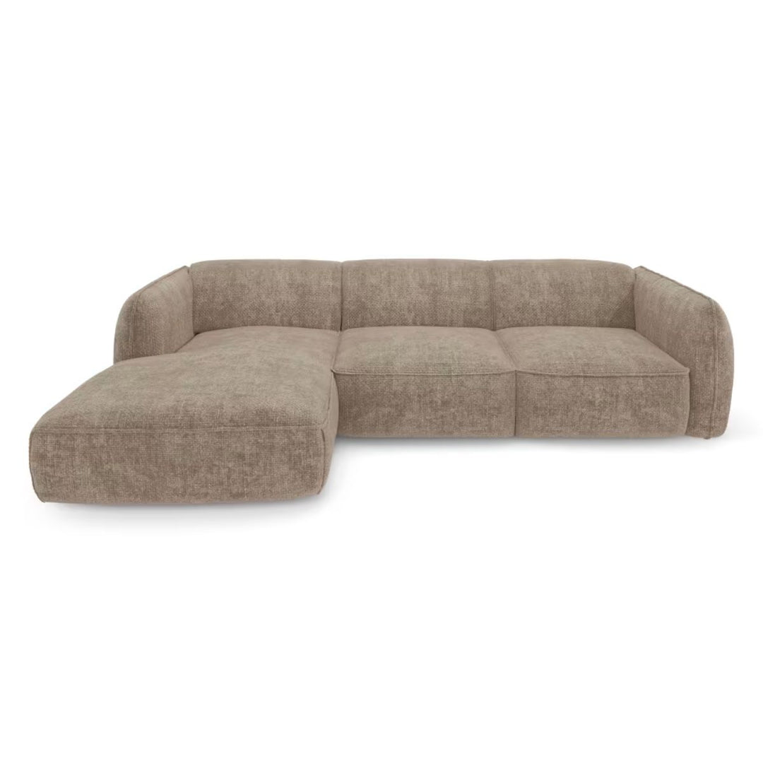 Canapé d'angle gauche Sia Home LIVIA 5 places en velours tramé taupe