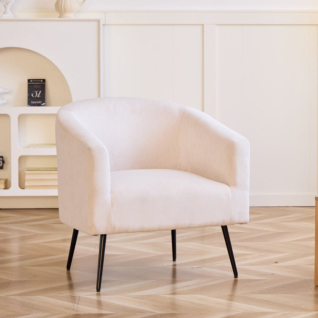 Fauteuil de salon Nordlys en métal et velours côtelé beige KIRUNA