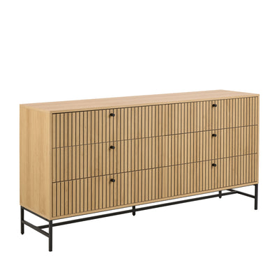 Commode 6 tiroirs Drawer en bois L157.9cm : Couleur - Bois clair- Léger défaut
