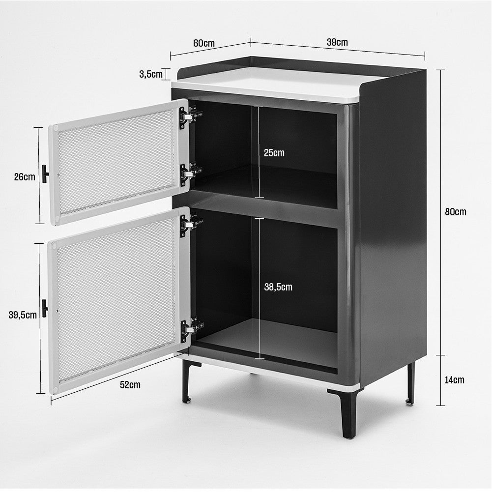 Petit meuble de rangement 2 portes en métal H94cm Drawer