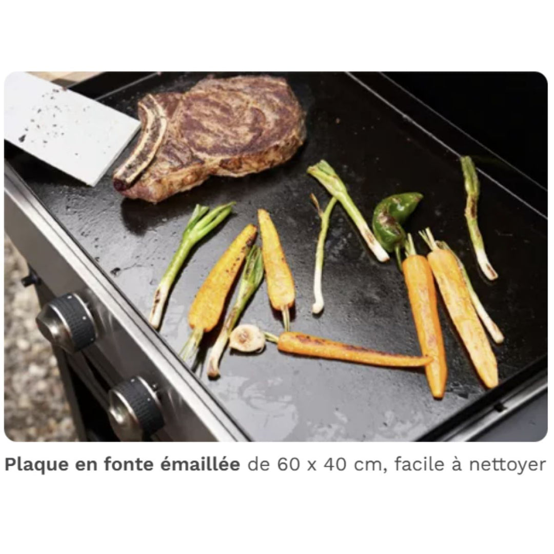 Plancha à gaz Le Marquier Original 260 Duo avec chariot et couvercle