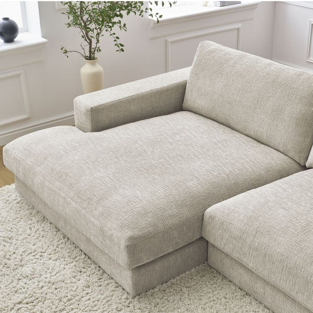 Canapé BOBOCHIC d'angle gauche 4 places LEONARD en tissu texturé Beige