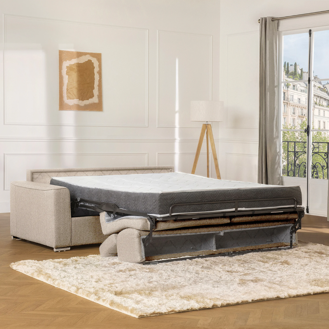 Canapé convertible VIZIR tissu beige