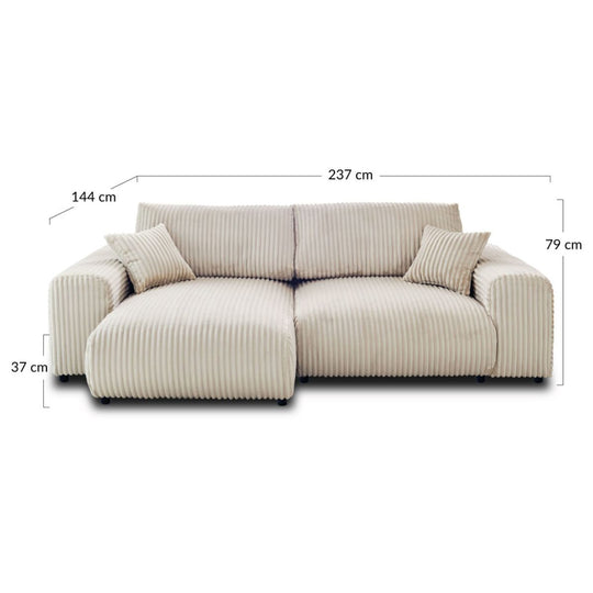 Canapé d'angle reversible 4 places GARANCE en velours côtelé BESTMOBILIER noir