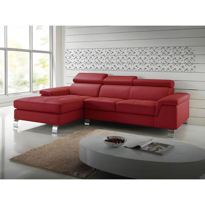 Canapé d'angle cuir rouge 4 places VENTE UNIQUE - MISHIMA