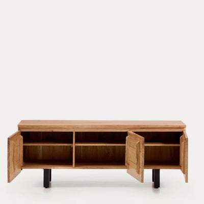 Meuble TV Kave Home Uxue 3 portes en bois d'acacia finition naturelle 150 x 58 cm
