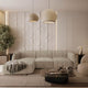 Canapé d'angle gauche Sia Home LIVIA 5 places en velours tramé taupe
