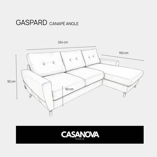 Canapé Casanova Paris d'angle gauche convertible Gaspard gris bouclette