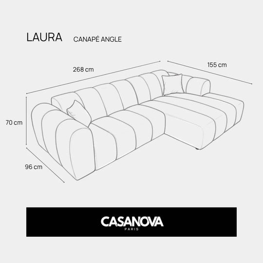 Canapé d'angle droit tissu bouclette beige LAURA-Casanova Paris