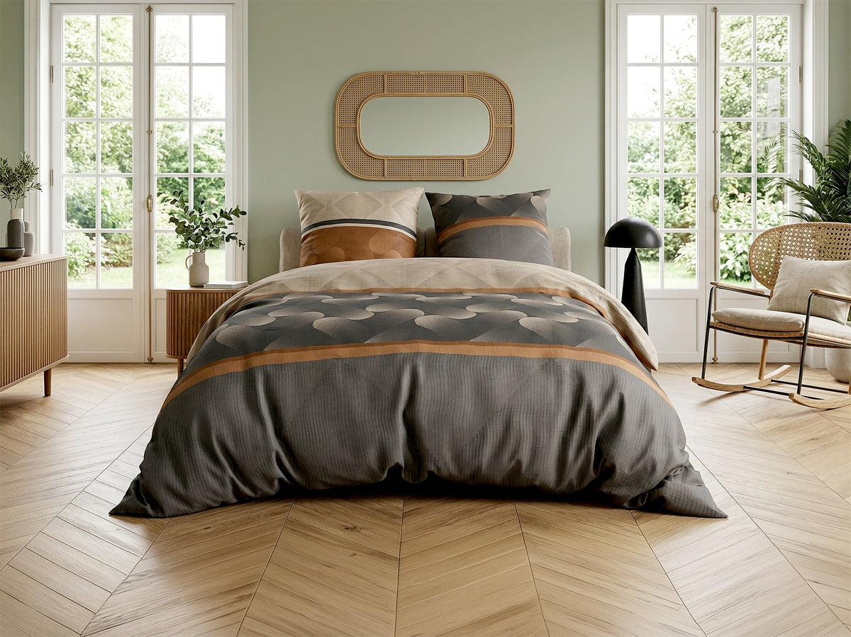 Parure de lit 100% coton 57 fils Jaspe