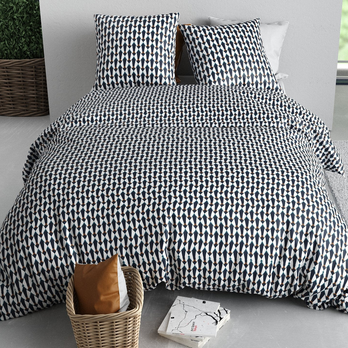 Parure de lit 2 places Bâton Rouge 100 % coton 57 fils GEO