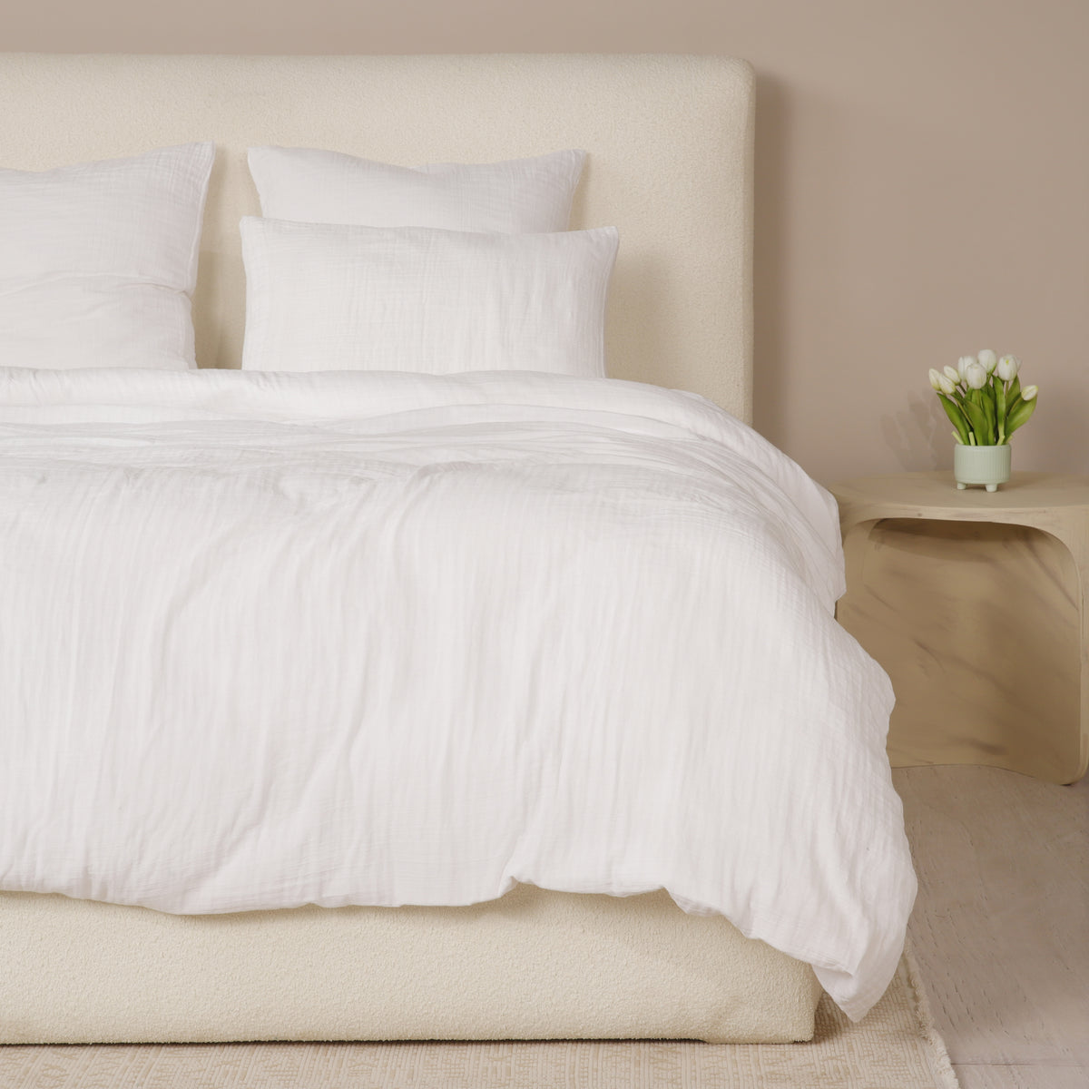 Parure de lit 2 places Bâton Rouge en double gaze de coton
