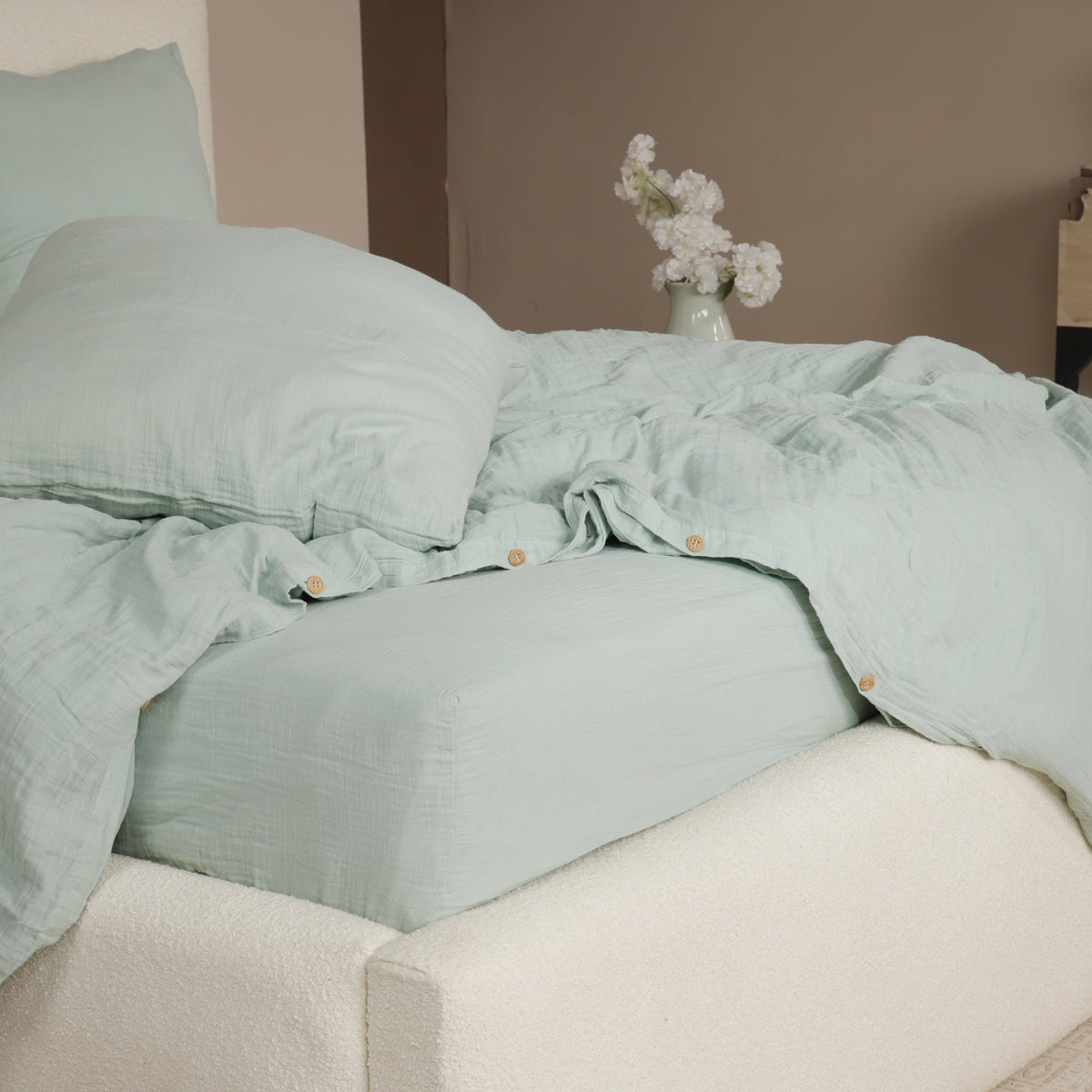 Parure de lit 2 places Bâton Rouge en double gaze de coton