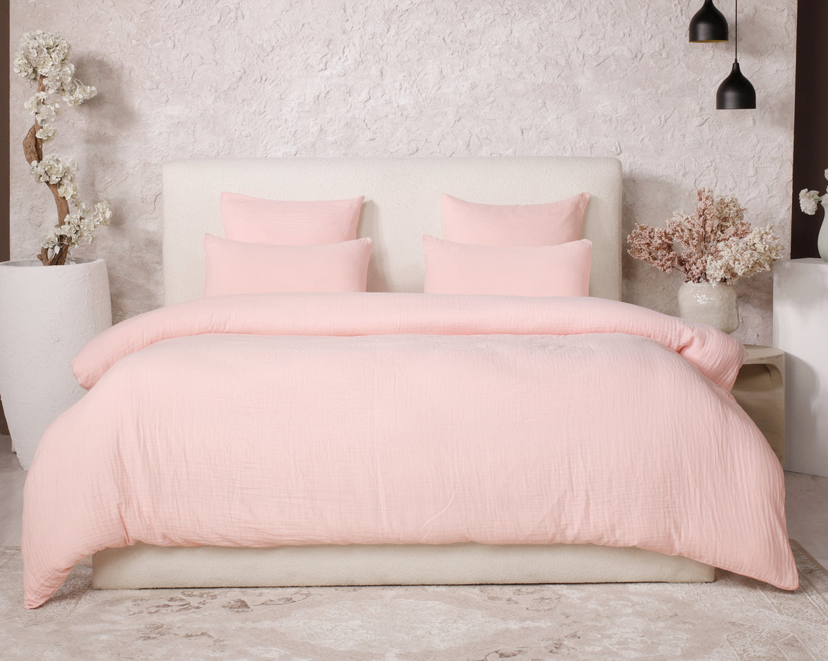 Parure de lit 2 places Bâton Rouge en double gaze de coton