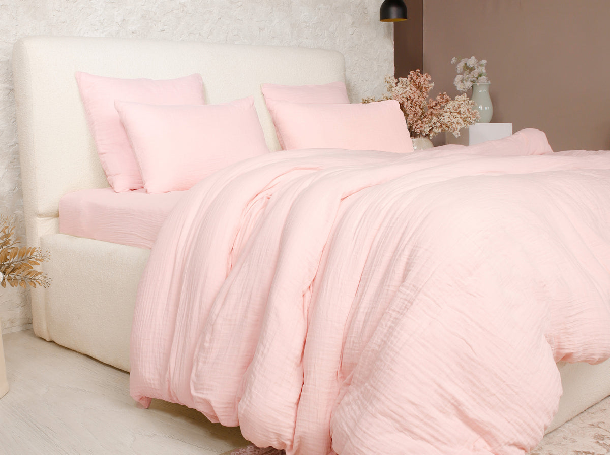 Parure de lit 2 places Bâton Rouge en double gaze de coton