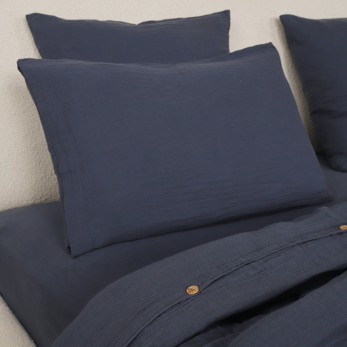 Parure de lit 2 places Bâton Rouge en double gaze de coton